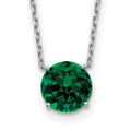 Sterling Silver Rhodium-plated May Green Crystal with 2 inch ext Necklace