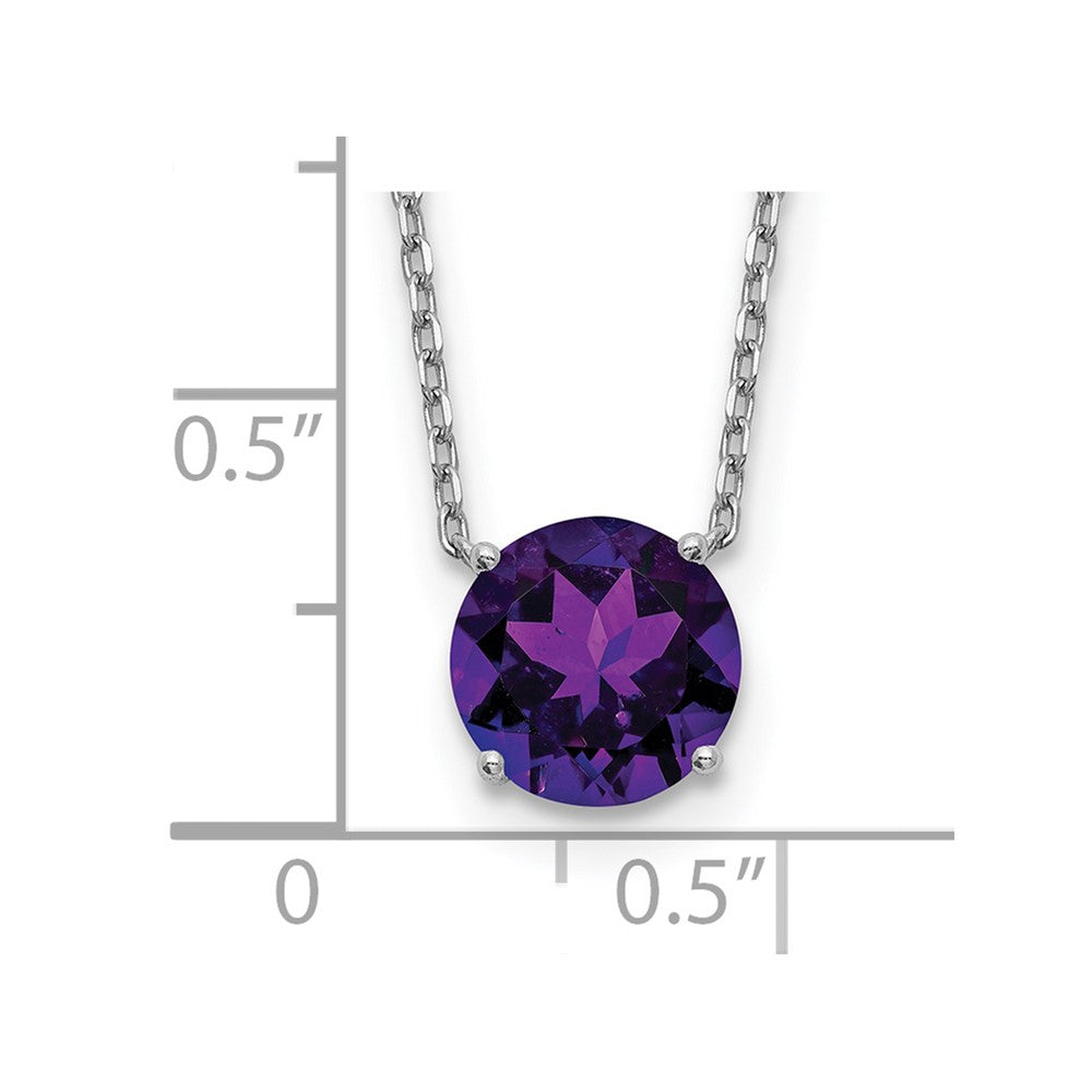 Sterling Silver Rhodium-plated Purple Crystal with 2in ext Necklace