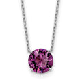 Sterling Silver Rhodium-plated Purple Crystal with 2in ext Necklace