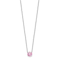 Sterling Silver Rhodium-plated Pink Crystal with 2 inch ext Necklace