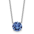 Sterling Silver Rhodium-plated Sept Blue Crystal with 2 inch ext Necklace