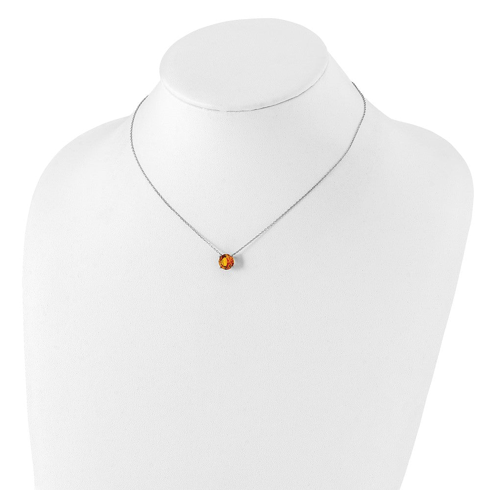 Sterling Silver Rhodium-plated Nov Golden Yellow Crystal w/2in ext Necklace