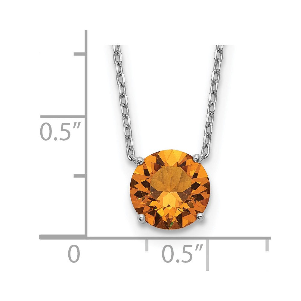Sterling Silver Rhodium-plated Nov Golden Yellow Crystal w/2in ext Necklace