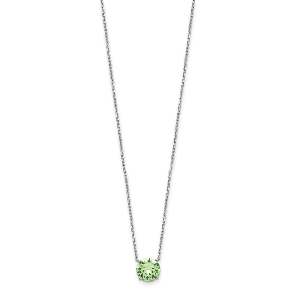 Sterling Silver Rhodium-plated Light Green Crystal with 2 inch ext Necklace
