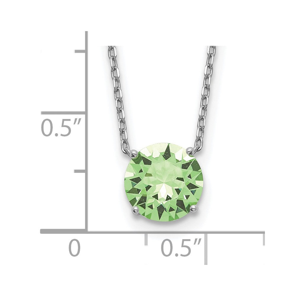 Sterling Silver Rhodium-plated Light Green Crystal with 2 inch ext Necklace