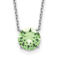 Sterling Silver Rhodium-plated Light Green Crystal with 2 inch ext Necklace