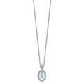 Sterling Silver Rhod-platd Created Opal and CZ w/ 2in ext. Necklace