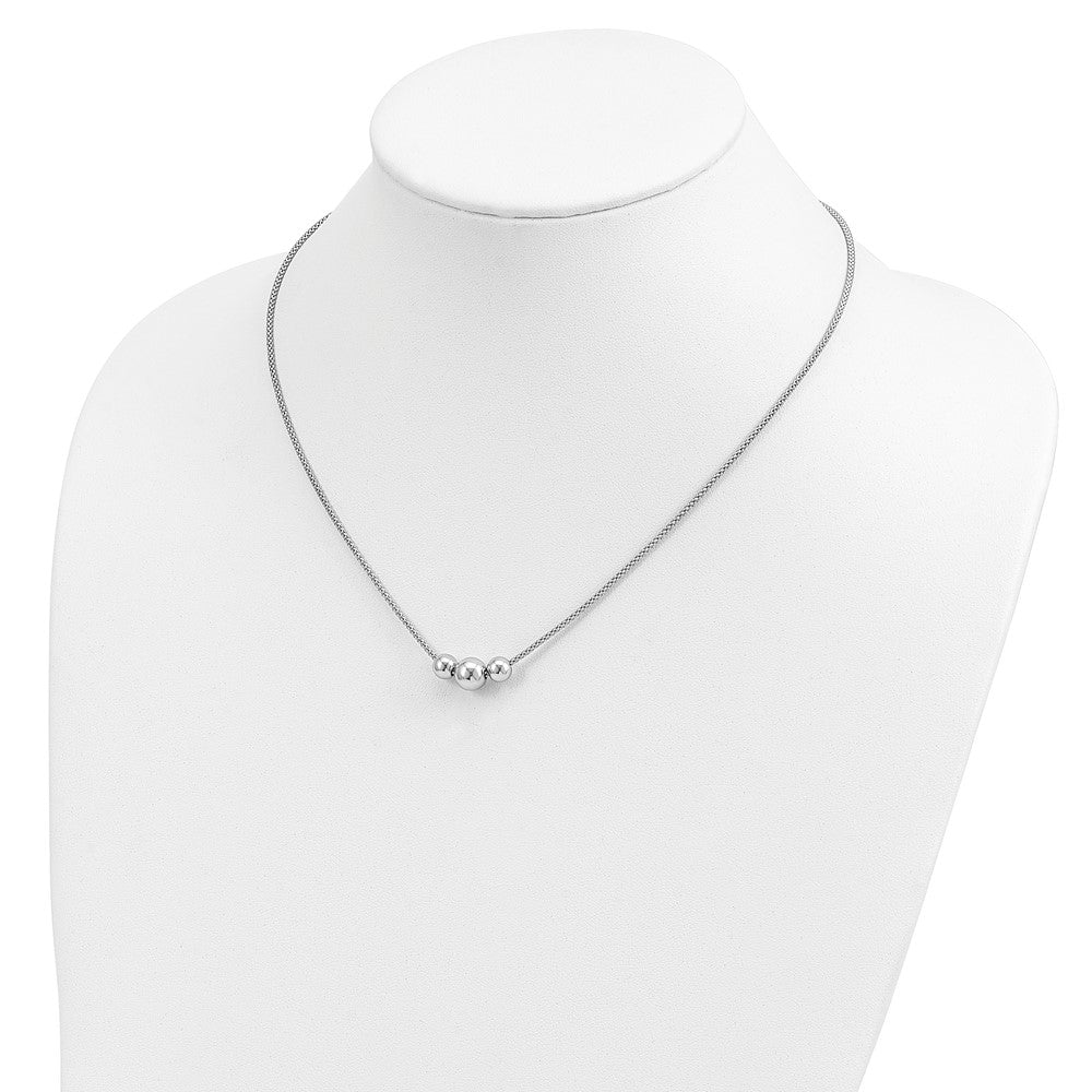 Sterling Silver Polished Bead Fancy Link Necklace