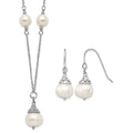 Sterling Silver Rhodium-plated 9-10mm FWC Pearl Necklace/Earrings Set