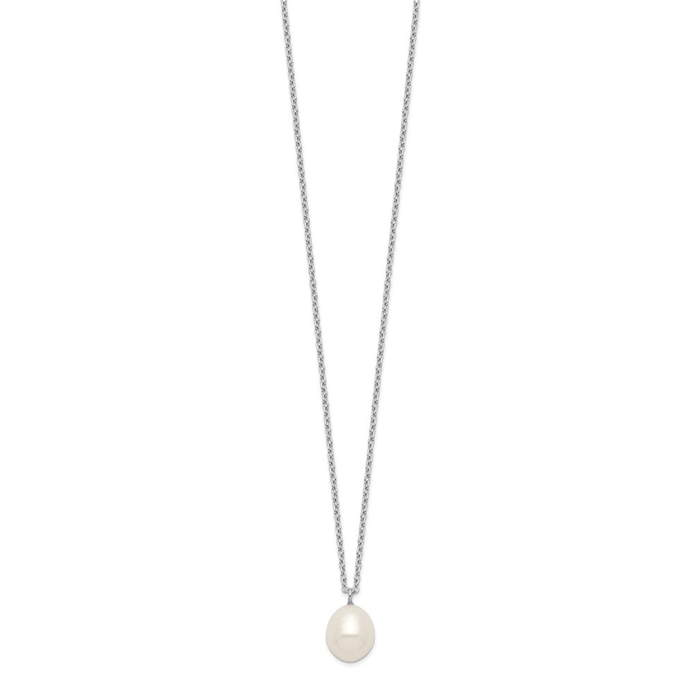 Sterling Silver Rhodium-plated 8-9mm FWC Pearl Necklace/Earrings Set