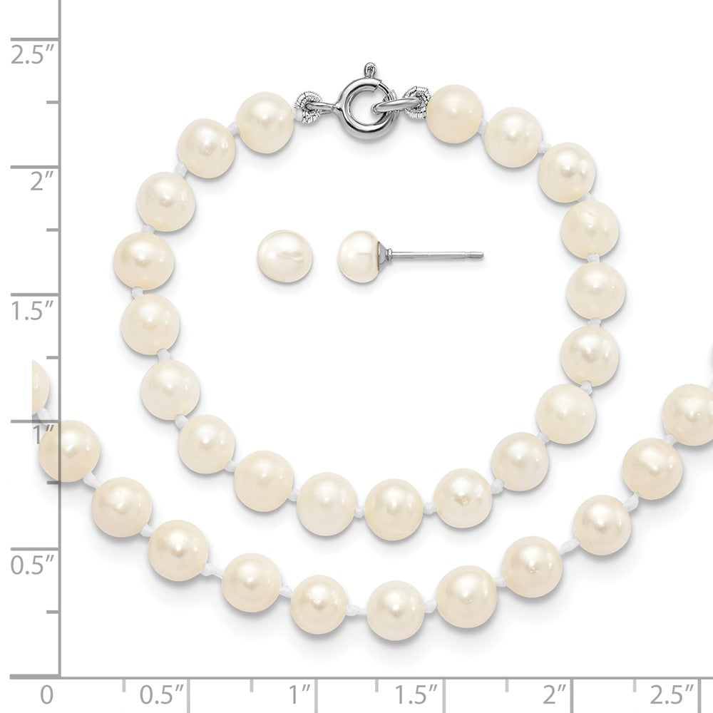 SS Madi K RH-pltd 5-6mm FWC Pearl Necklace, Bracelet & Earrring Set