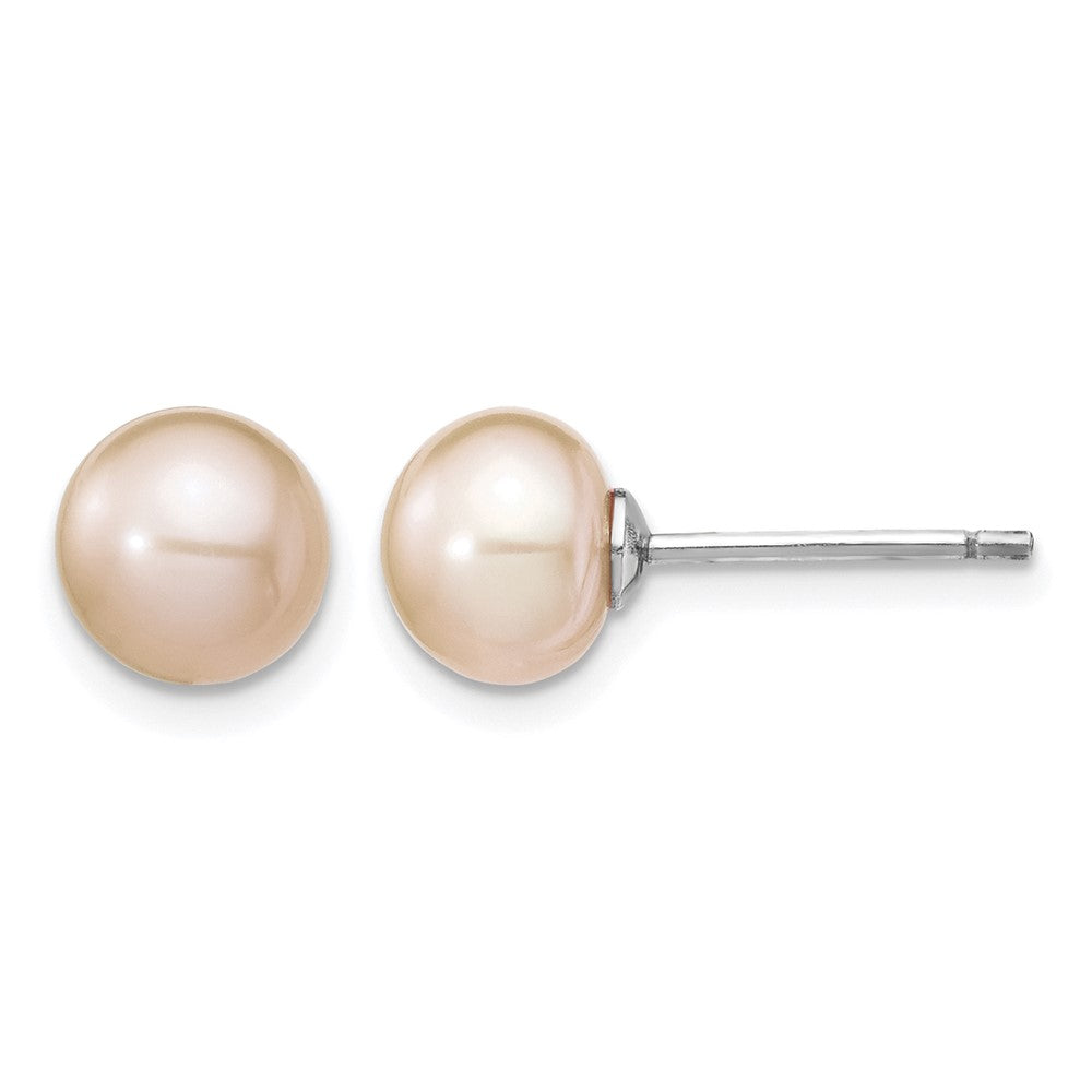 Sterling Silver Rhodium-plated Pink FWC Pearl Necklace/Earrings Set