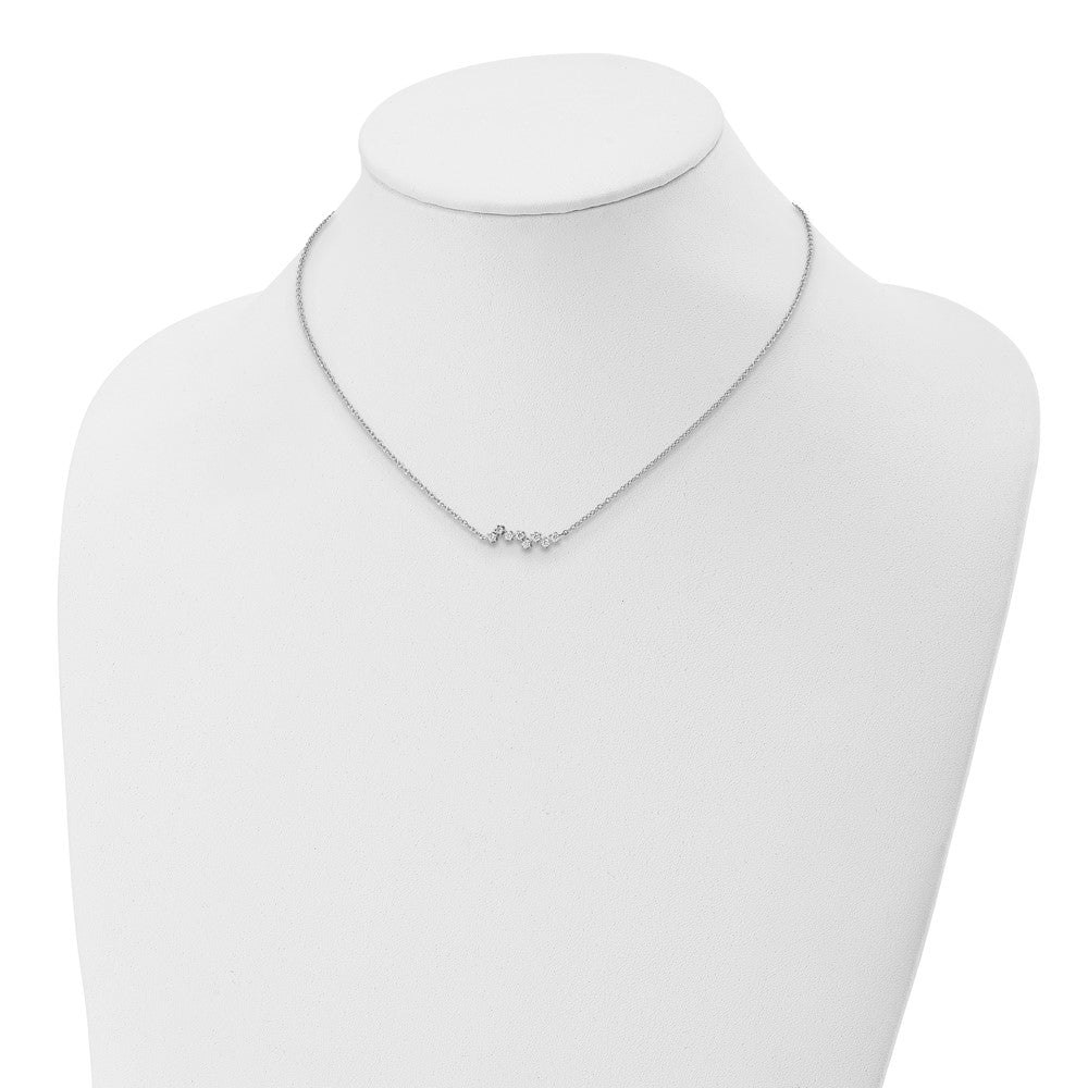 Sterling Silver Rhodium-Plated CZ Stars Pendant w/ 2in Ext. Necklace
