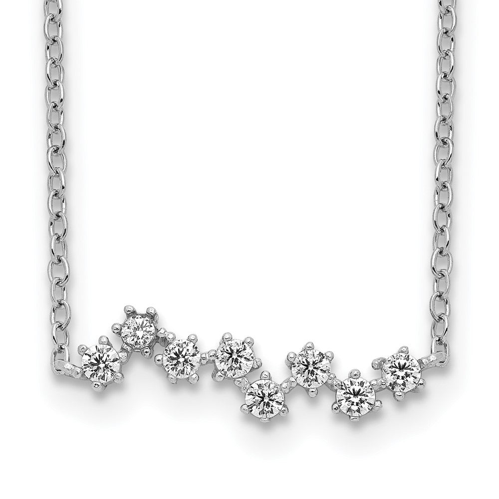 Sterling Silver Rhodium-Plated CZ Stars Pendant w/ 2in Ext. Necklace
