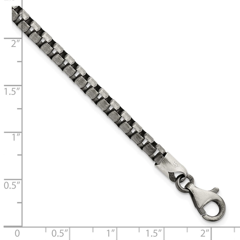 Sterling Silver Antiqued Brushed Box Bracelet