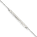 Sterling Silver Polished Crystal Bar 9in Plus 1in ext Anklet