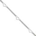 Sterling Silver Polished Multi-strand and Open Heart Link 7in Bracelet