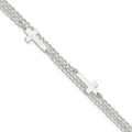 Sterling Silver Double Cross 2-Strand w/1in ext Bracelet