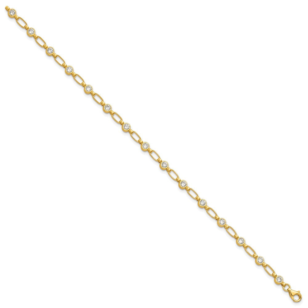 Sterling Silver Gold-plated Bezel CZ 7.5in Bracelet