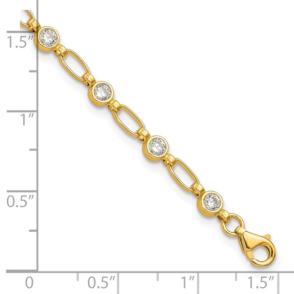 Sterling Silver Gold-plated Bezel CZ 7.5in Bracelet