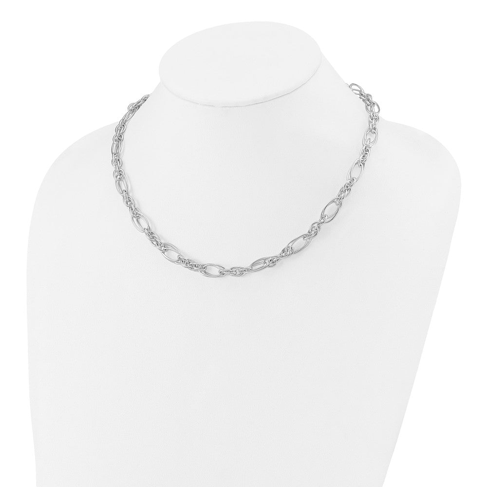 Sterling Silver Polished Fancy Link Necklace