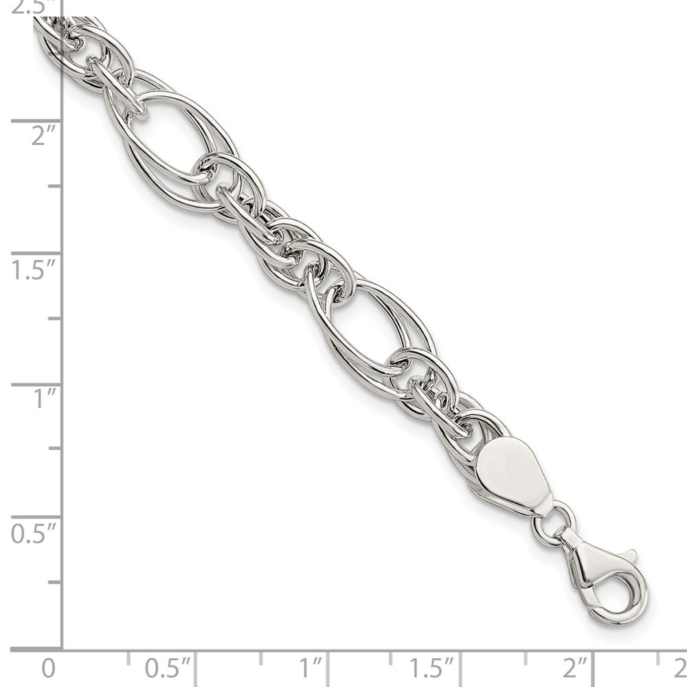 Sterling Silver Polished Fancy Link Necklace