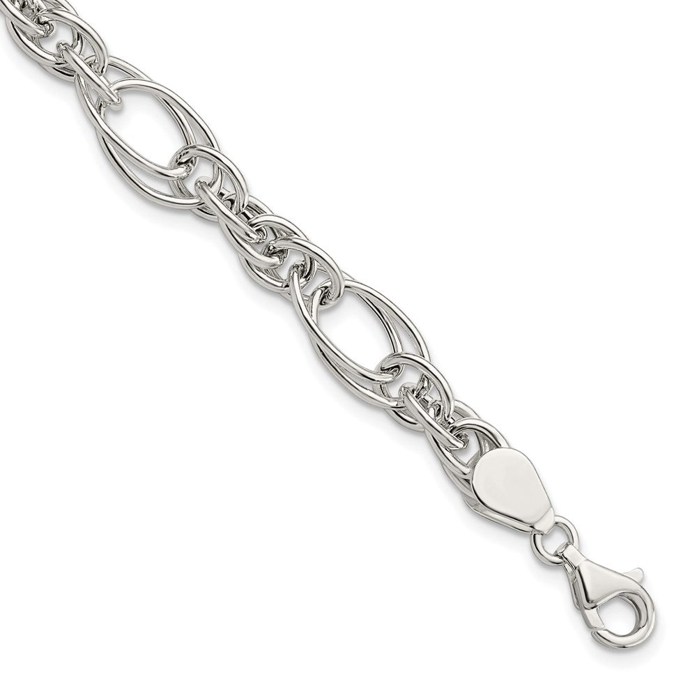 Sterling Silver Polished Fancy Link Necklace