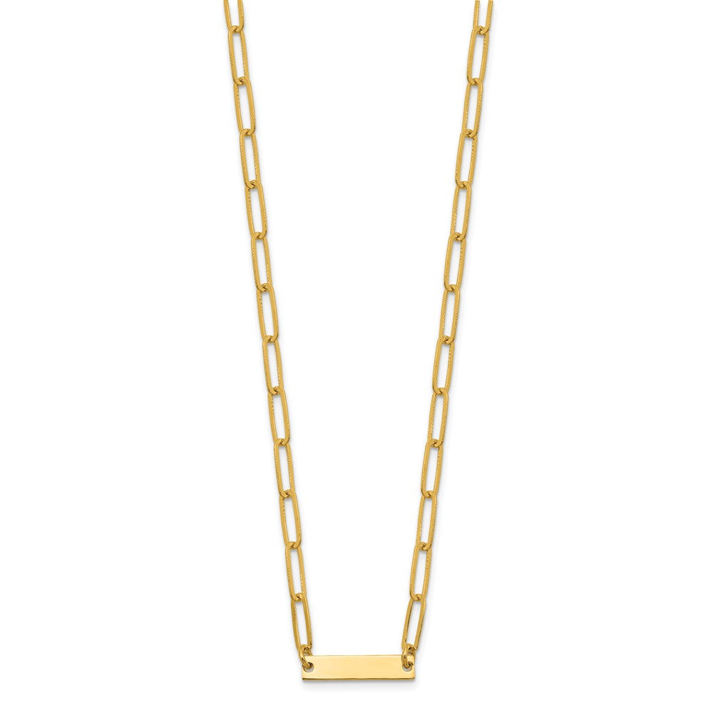 Sterling Silver Gold-plated Polished Bar Necklace w/ 2in ext. Necklace