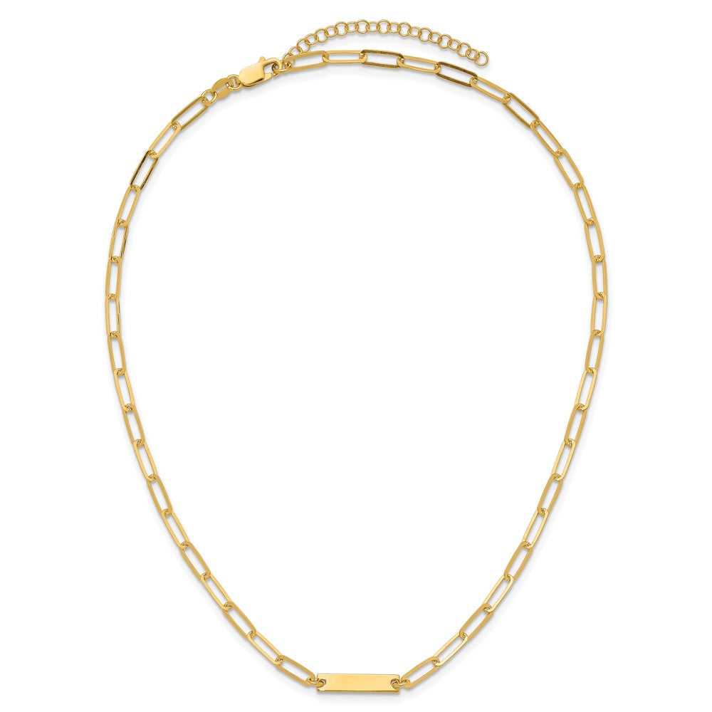Sterling Silver Gold-plated Polished Bar Necklace w/ 2in ext. Necklace