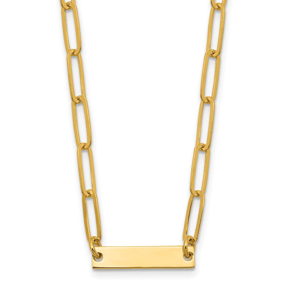 Sterling Silver Gold-plated Polished Bar Necklace w/ 2in ext. Necklace