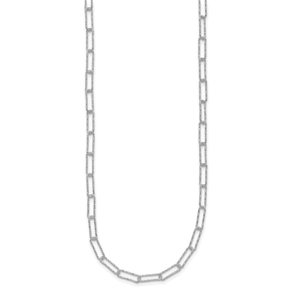 Sterling Silver Rhodium-plated D/C Fancy Link w/. Ext Bracelet