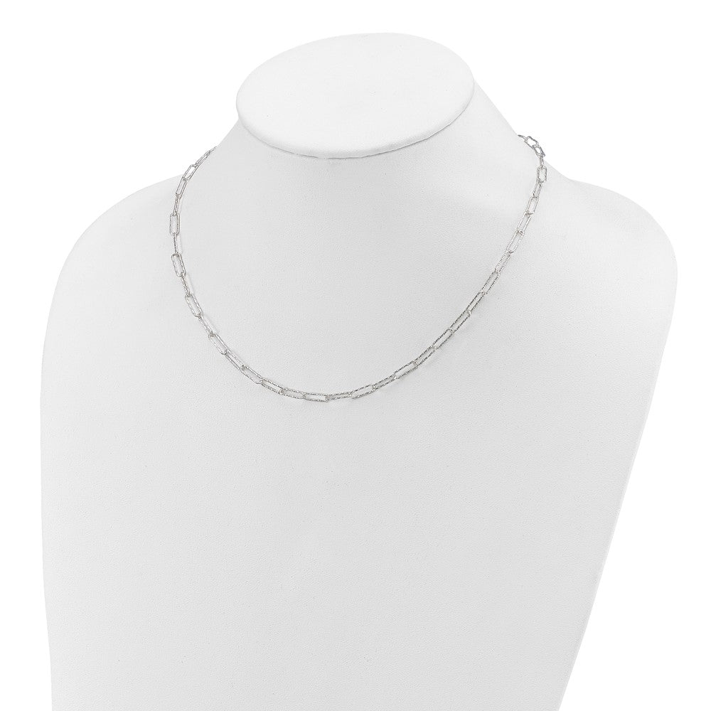 Sterling Silver Rhodium-plated D/C Fancy Link w/. Ext Bracelet