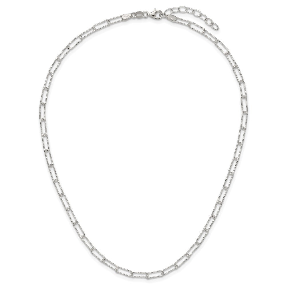 Sterling Silver Rhodium-plated D/C Fancy Link w/. Ext Bracelet