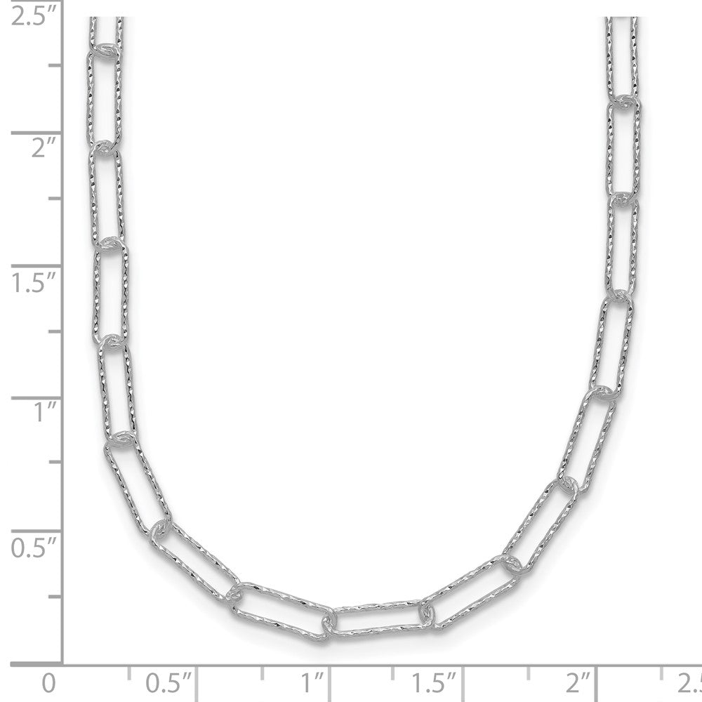 Sterling Silver Rhodium-plated D/C Fancy Link w/. Ext Bracelet
