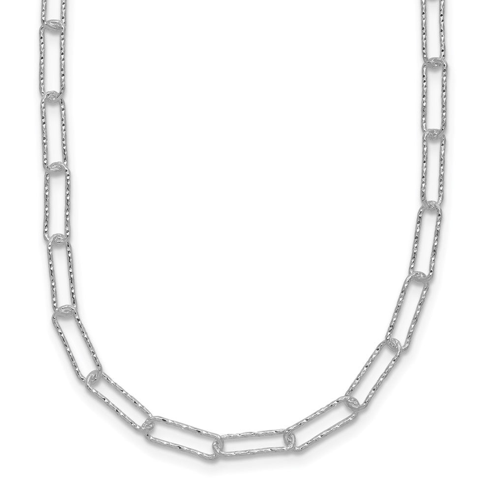Sterling Silver Rhodium-plated D/C Fancy Link w/. Ext Bracelet