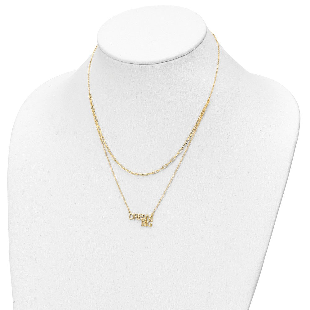 Sterling Silver Gold-tone Dream Big Double Necklace