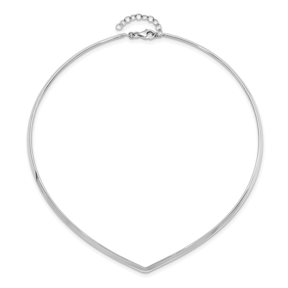 Sterling Silver Rhod. Polished V Cuff Necklace