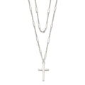 Sterling Silver Fancy Cross Double Strand Necklace