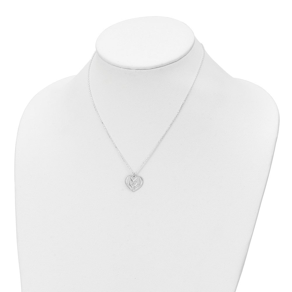 Sterling Silver CZ Hands in Heart Necklace