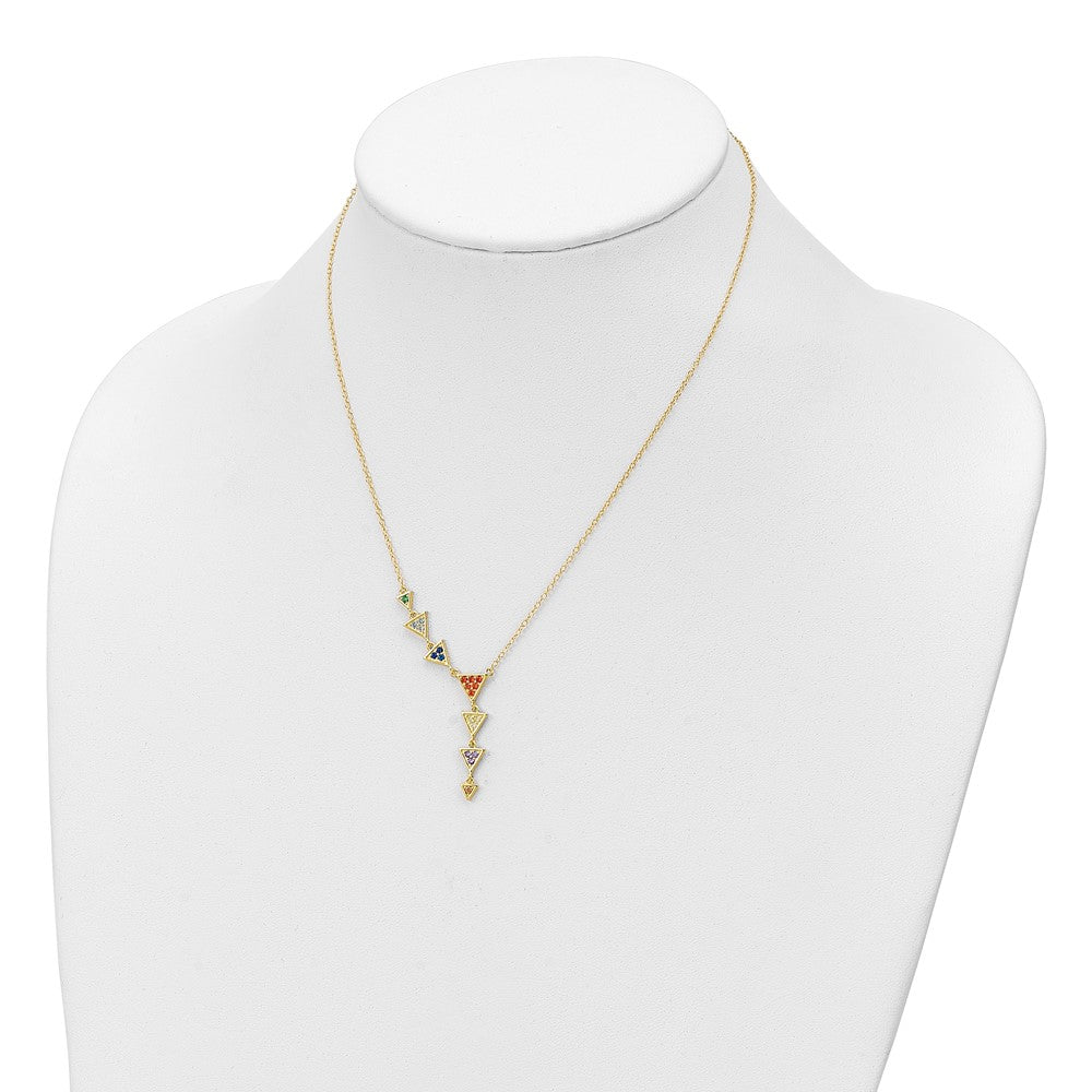 Sterling Silver Gold-plated Multicolor CZ Necklace
