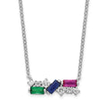 Sterling Silver Rhodium-plated Polished Multi-color CZ Necklace