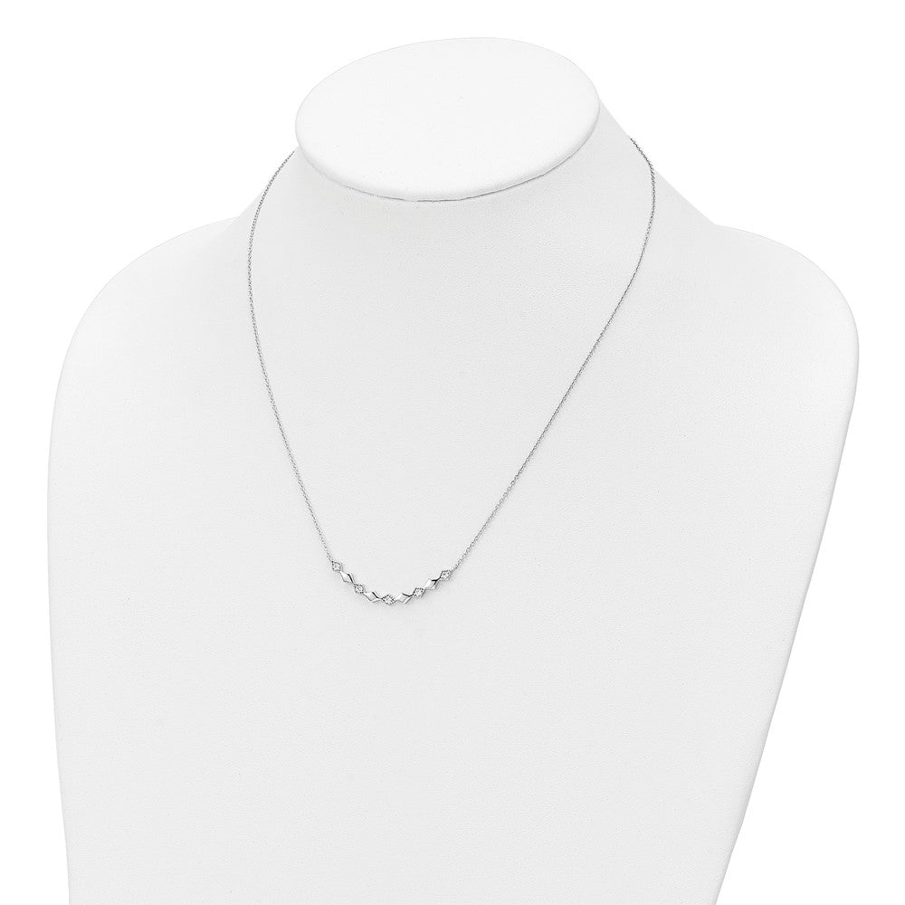 Sterling Silver Rhodium-plated Polished CZ Diamond Shapes 17.75in Necklace