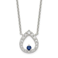 Sterling Silver Polished CZ Teardrop Necklace