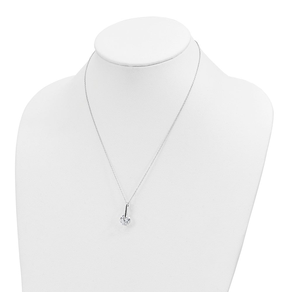 Sterling Silver Rhodium-plated Polished CZ Fancy 16in Plus 2in ext Necklace