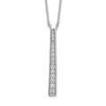 Sterling Silver Rhodium-plated Polished CZ Tapered Pendant Necklace