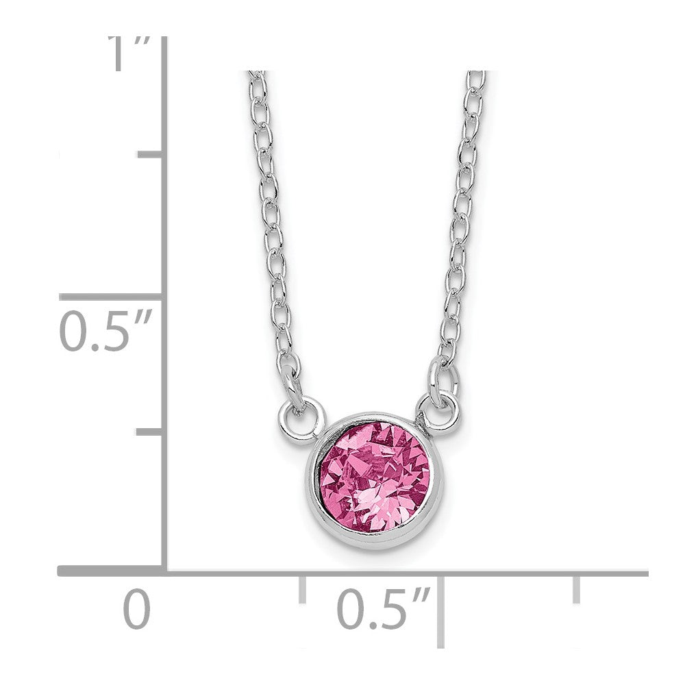 Sterling Silver Rhodium-plated Pink Crystal 18.5in Necklace