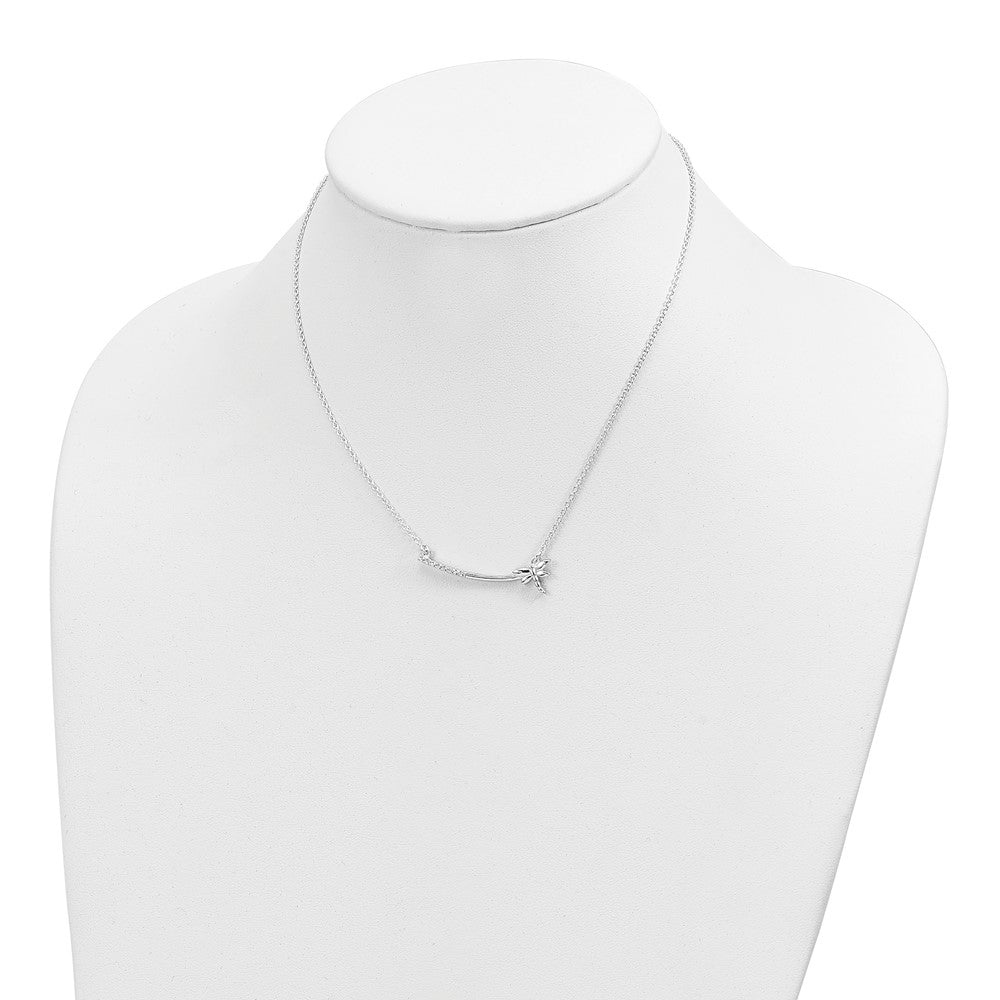 Sterling Silver CZ Dragonfly Bar Necklace