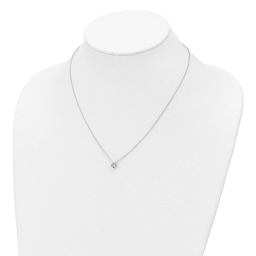Sterling Silver Rhodium-plated Polished CZ Flower Necklace