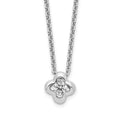 Sterling Silver Rhodium-plated Polished CZ Flower Necklace
