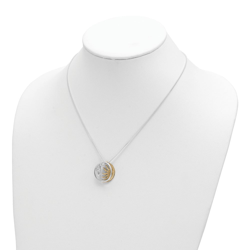 Sterling Silver & Gold-tone Polished Sun & Moon Necklace